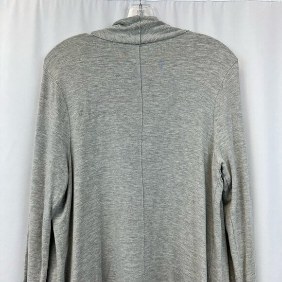 Joan Vass Womens Cardigan Sweater Gray Long Sleeve Open Front Waterfall Knit M - Picture 4 of 11